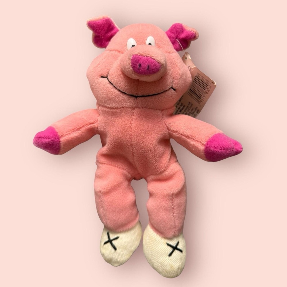 Pink Hot Pink Pig Bean Bag White Feet Plush‎ Custom Edge 1997 Stuffed Toy Hog